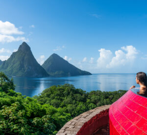 jade mountain infinity pool view of pitons