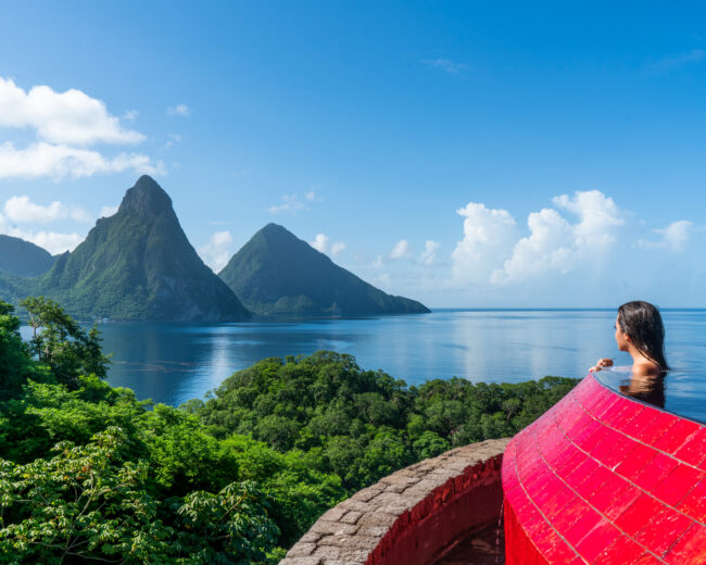 jade mountain infinity pool view of pitons